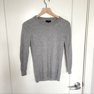 J crew wool crew neck sweater 3/4 sleeve